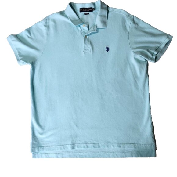 U.S. Polo Assn. Polo Shirt Top Men's xl Turquoise with Blue Logo Short Sleeve - Picture 2 of 8
